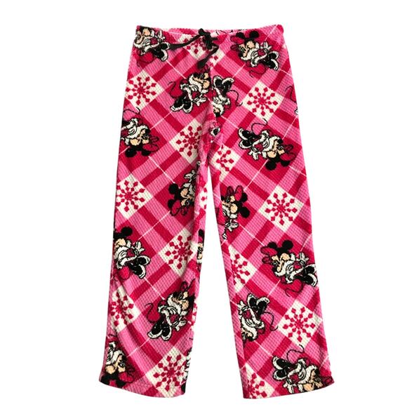 Disney Women's Minne Mouse Pink Drawstring Waist Waffle Knit Pajama Pants Size M - Picture 2 of 8